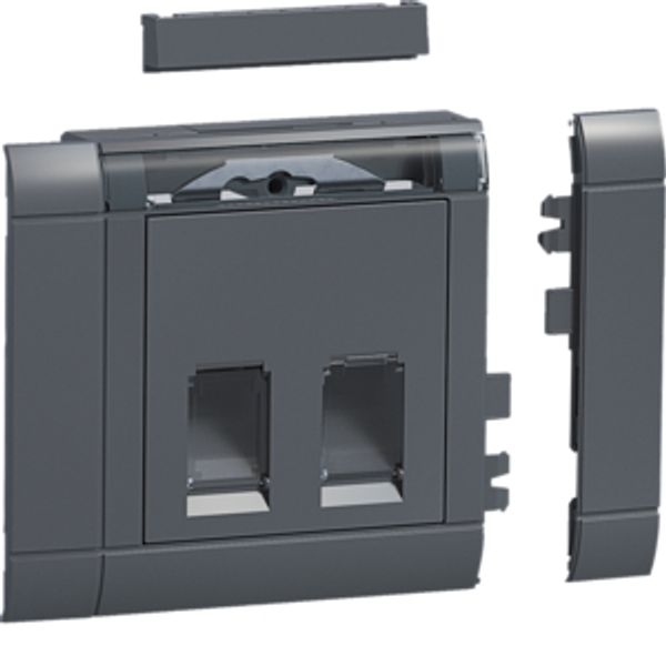 Mounting set 2-gang for RJ45 modular Jack Type 03 frontmounting graphi image 1