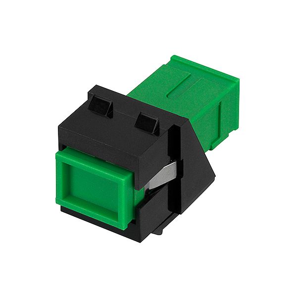 SC Keystone module, SM, OS2 APC (green), black (similar to RAL 9005) image 1