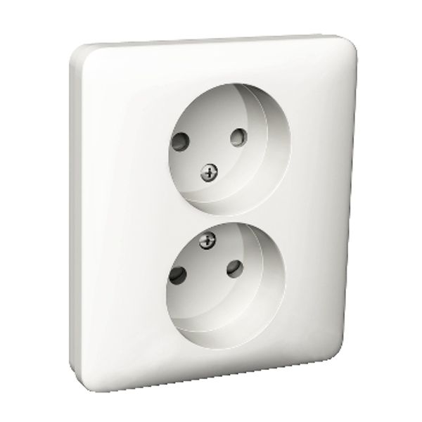 Exxact double socket-outlet unearthed screwless white image 4