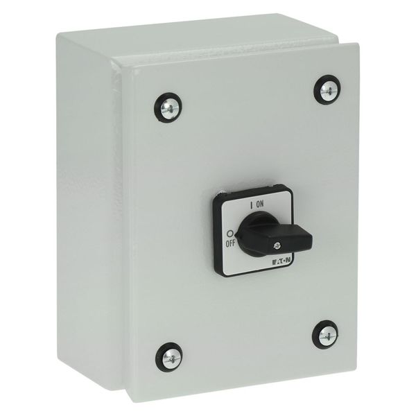 On-Off switch, P1, 40 A, 3 pole + N, surface mounting, with black thumb grip and front plate, in steel enclosure image 9