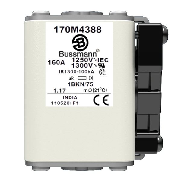 Fuse-link, high speed, 160 A, AC 1250 V, size 1, 53 x 69 x 74 mm, aR, IEC, UL, single indicator image 4