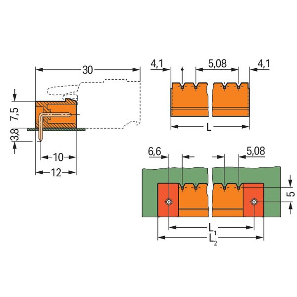 THT male header 1.2 x 1.2 mm solder pin angled orange image 4