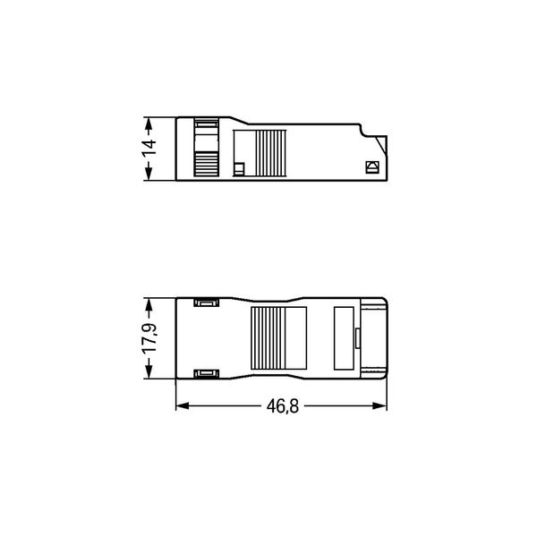 Strain relief housing 3-pole with locking clip white image 3