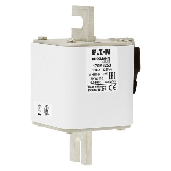 Fuse-link, high speed, 1000 A, AC 1250 V, size 3, 74 x 92 x 141 mm, aR, IEC, single indicator image 15