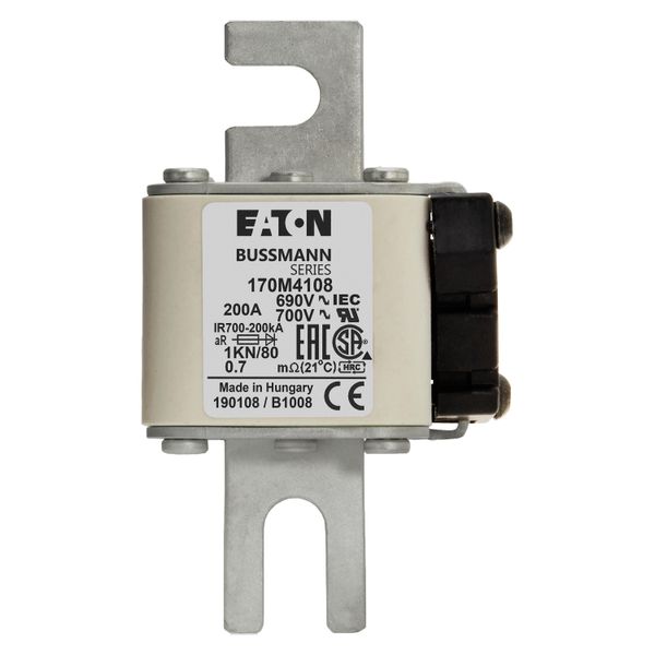 Fuse-link, high speed, 200 A, AC 690 V, DIN 1, 53 x 69 x 108 mm, aR, DIN, IEC, single indicator image 7