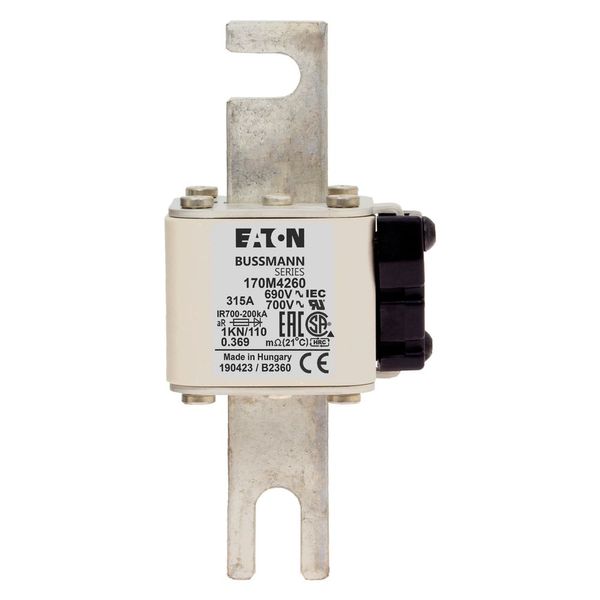 Fuse-link, high speed, 315 A, AC 690 V, DIN 1, 53 x 69 x 138 mm, aR, DIN, IEC, single indicator image 17