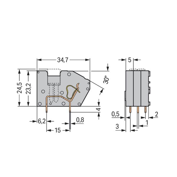 Stackable PCB terminal block with commoning option 2.5 mm² green-yello image 3