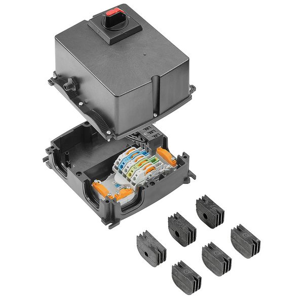 Energy distribution terminal strip with housing, IP65, Polycarbonate,  image 1