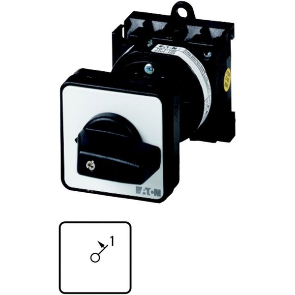 On switches, T0, 20 A, rear mounting, 2 contact unit(s), Contacts: 3, Spring-return in position 1, 45 °, momentary, With spring-return from 1, I image 1