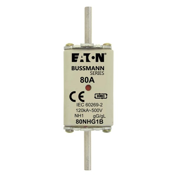 Fuse-link, low voltage, 80 A, AC 500 V, NH1, gL/gG, IEC, dual indicator image 7