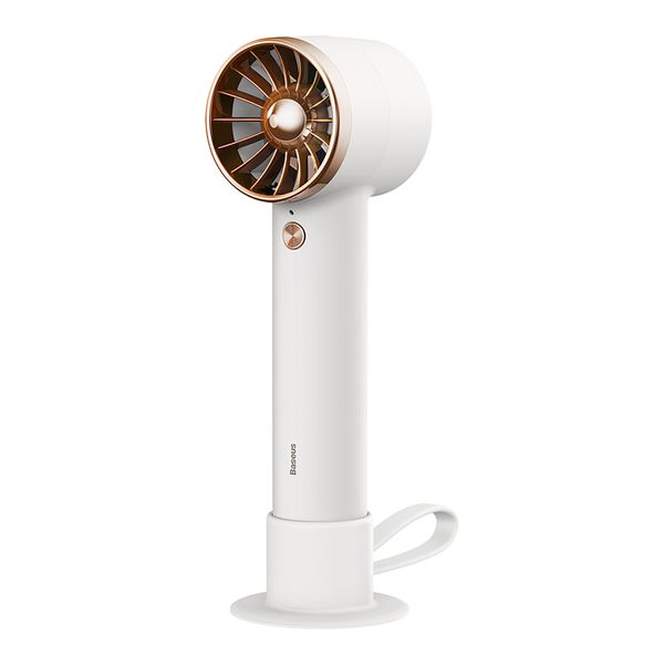 Portable Mini Fan 4000mAh with Built-in Lightning Cable, White image 1