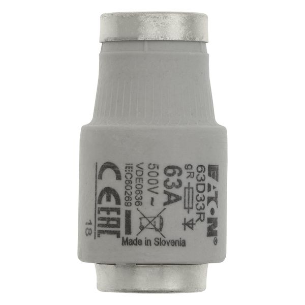 Fuse-link, LV, 63 A, AC 500 V, D3, aR, IEC, ultra rapid image 3