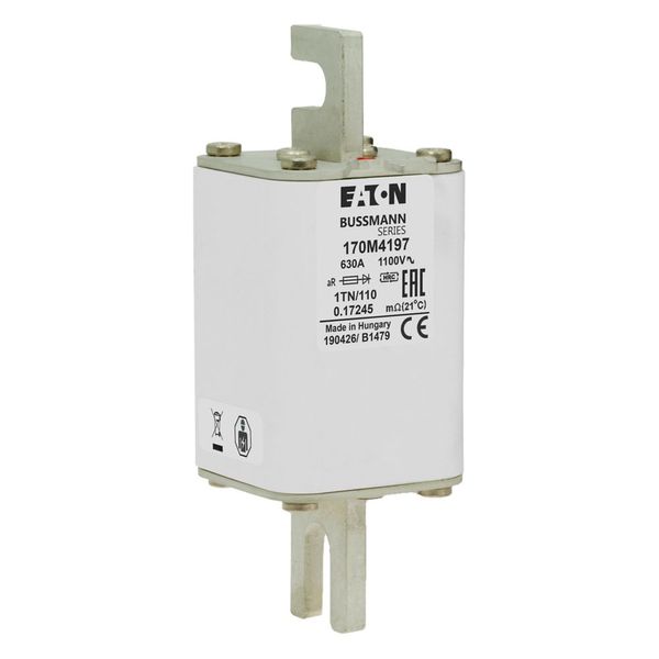 Fuse-link, high speed, 630 A, AC 1100 V, size 1, 53 x 66 x 138 mm, aR, DIN, IEC, single indicator image 17