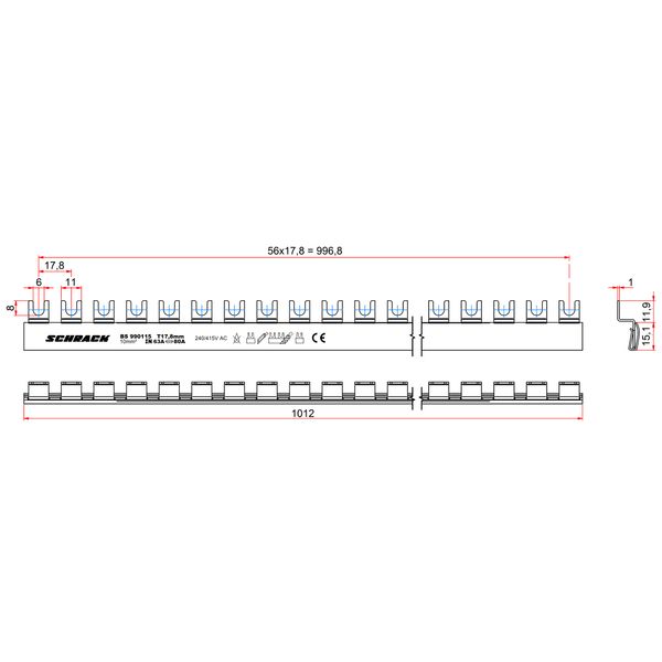 C-Busbar 1-pole, break-out, 10mmý, blue image 3