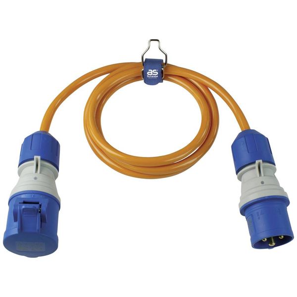 CEE extension 1.5m, orange
1.5m PUR cable H07BQ-F 3G2.5, in orange signal color
with CEE plug "powerlight" and CEE coupling "powerlight" with phase indicators 230V/16A/3-pin image 1