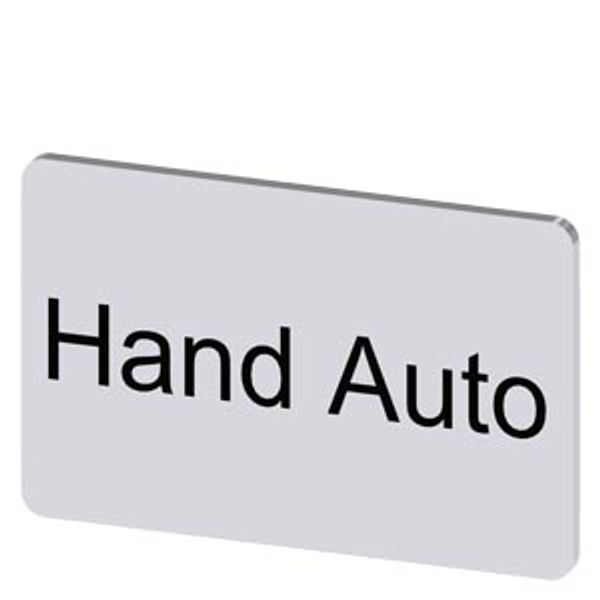 Labeling plate 17.5x27 mm, silver-colored label, labeling: Hand Auto image 1