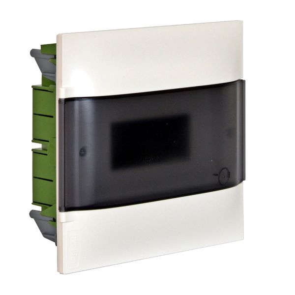 LEGRAND 1X8M FLUSH CABINET SMOKED DOOR E+N TERMINAL BLOCK FOR DRY WALL image 1