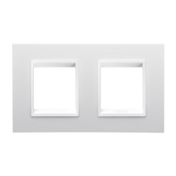 LUX INTERNATIONAL PLATE - IN TECHNOPOLYMER - 2+2 MODULES HORIZONTAL - WHITE MONOCHROME - CHORUSMART image 1