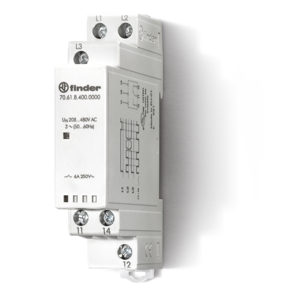 Monitoring relay 3ph.1CO 6A/208-480VAC/Non-adjustable detection values (70.61.8.400.0000) image 1