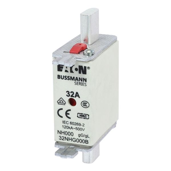 Fuse-link, LV, 32 A, AC 500 V, NH000, gL/gG, IEC, dual indicator, live gripping lugs image 8