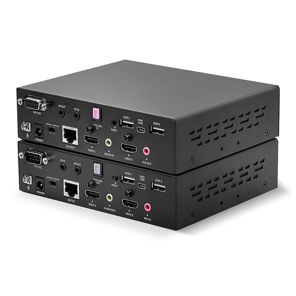 100m HDBaseT Cat.6 Dual Head HDMI, USB, IR & RS-232 KVM Extender Control a dual head workstation up to 100m away using two HDMI® Displays & USB peripherals. image 2