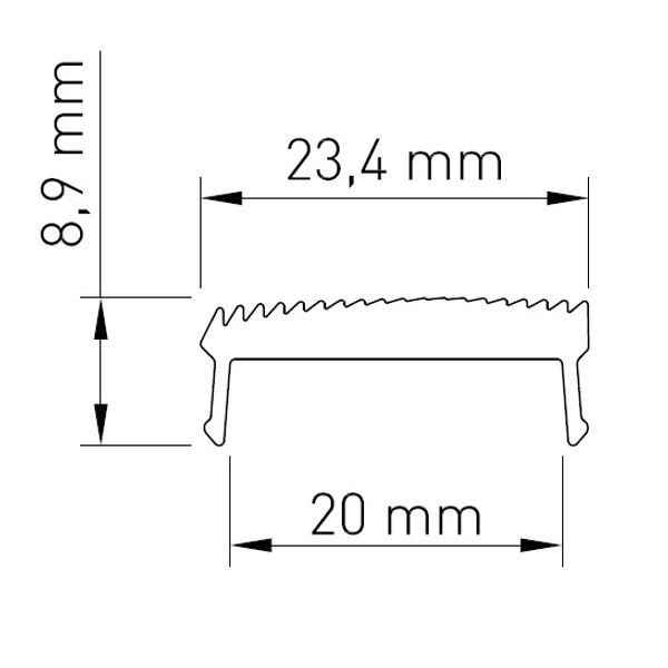 PMMA cover TB asymmetric L-2000mm W-23,4mm H-8,9mm image 2