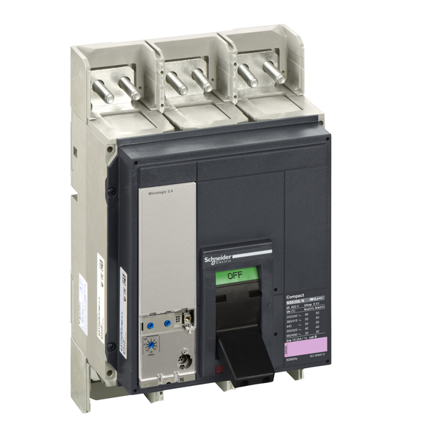 circuit breaker ComPact NS630bN, 50 kA at 415 VAC, Micrologic 2.0 trip unit, 630 A, fixed,3 poles 3d image 4