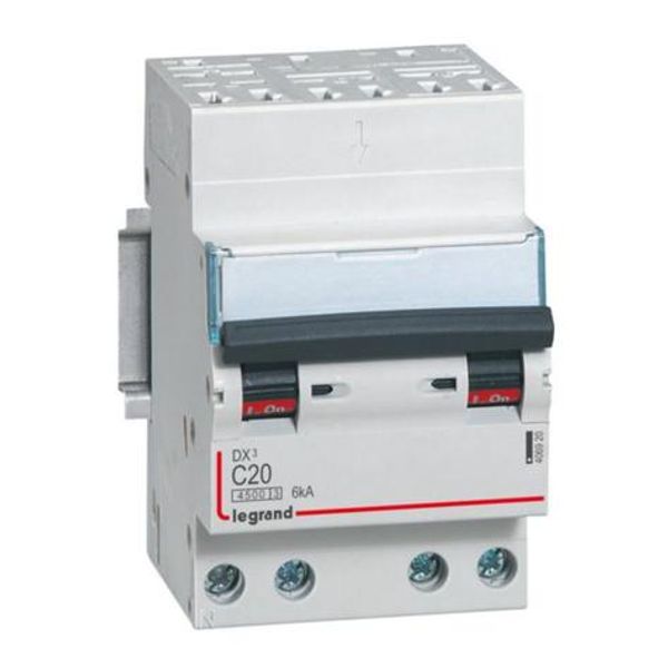 Circuit breaker DX³4500 6kA high inlet via automatic terminals low outlet screw terminals - four-pole 400V~ 20A curve C - 3 modules image 1