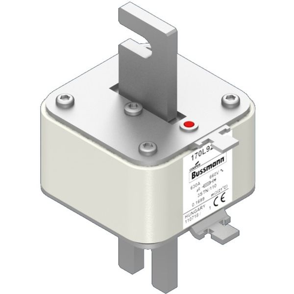 Fuse-link, high speed, 630 A, AC 2000 V, Size 3, 74 x 90 x 143 mm, aR, IEC, single indicator image 3