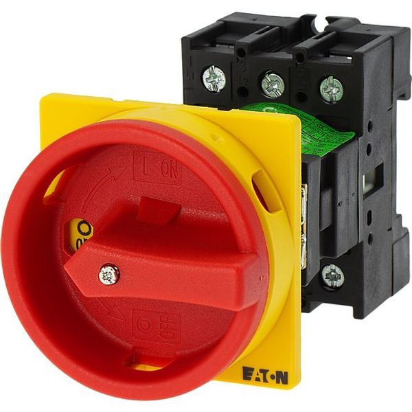 Main switch, P1, 32 A, rear mounting, 3 pole, Emergency switching off function, With red rotary handle and yellow locking ring, Lockable in the 0 (Off image 5