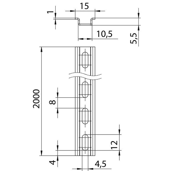 DIN sliede perforēta 2000x15x5, St, GTP image 2