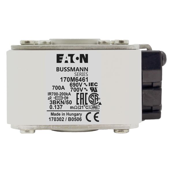 Fuse-link, high speed, 700 A, AC 690 V, size 3, aR, IEC, UL, type K indicator image 19