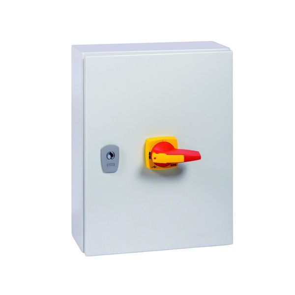 Switch-disconnector, DMM, 160 A, 3 pole, Emergency switching off function, With red rotary handle and yellow locking ring, in steel enclosure image 10