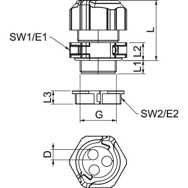 V-TEC TB25 3x9 Cable gland, separable Sealing insert, multiple M25 image 2