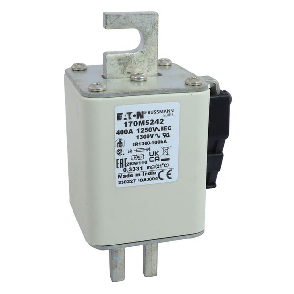 Fuse-link, high speed, 400 A, AC 1250 V, size 2, 61 x 77 x 138 mm, aR, DIN, IEC, single indicator image 12