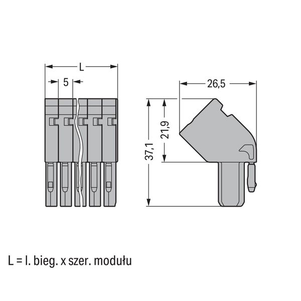 1-conductor female connector, angled CAGE CLAMP® 4 mm² gray image 4