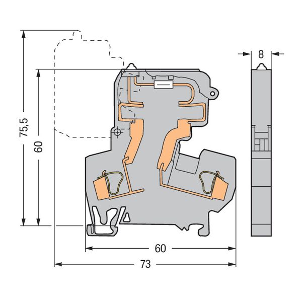 2-conductor fuse terminal block with pivoting fuse holder for 5 x 20 m image 6