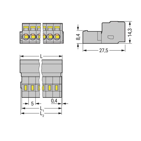 1-conductor male connector CAGE CLAMP® 2.5 mm² gray image 3