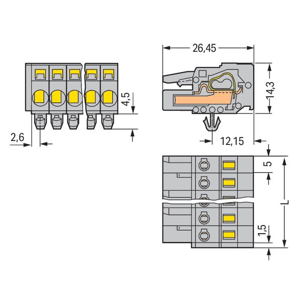 1-conductor female connector CAGE CLAMP® 2.5 mm² gray image 5