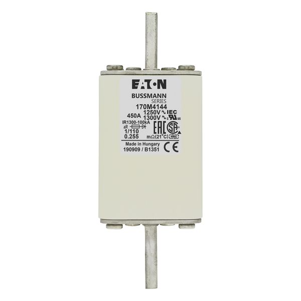 Fuse-link, high speed, 450 A, AC 1250 V, size 1, 53 x 66 x 138 mm, aR, DIN, IEC, single indicator image 15