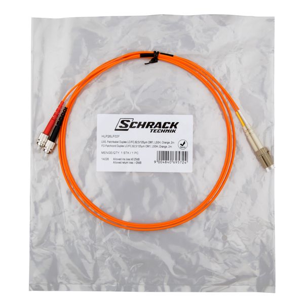 FO Patchcord Duplex LC/FC,62,5/125æm OM1, LS0H, orange, 2m image 4