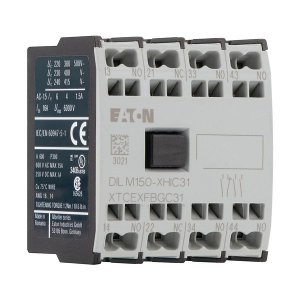 Auxiliary contact module, 4 pole, Ith= 16 A, 3 N/O, 1 NC, Front fixing, Spring-loaded terminals, DILMC40 - DILMC150 image 13