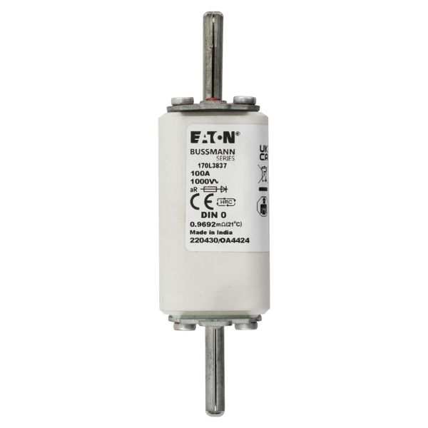 Fuse-link, high speed, 100 A, AC 1000 V, DIN 0, 35 x 60 x 125 mm, aR, DIN, IEC, single indicator image 21