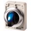 Illuminated selector switch actuator, RMQ-Titan, with thumb-grip, momentary, 2 positions, Blue, Front ring stainless steel thumbnail 1