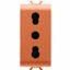 ITALIAN STANDARD SOCKET-OUTLET 250V ac - FOR DEDICATED LINES - 2P+E 16A DUAL AMPERAGE - P11-P17 - 1 MODULE - ORANGE - CHORUSMART thumbnail 2