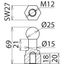 Fixed ball point D=25mm, straight with M12 female thread thumbnail 2