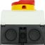 Main switch, T3, 32 A, surface mounting, 4 contact unit(s), 6 pole, 1 N/O, 1 N/C, Emergency switching off function, With red rotary handle and yellow thumbnail 2