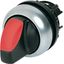 Illuminated selector switch actuator, RMQ-Titan, With thumb-grip, momentary, 2 positions, red, Bezel: titanium thumbnail 1