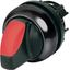 Illuminated selector switch actuator, RMQ-Titan, With thumb-grip, maintained, 2 positions, red, Bezel: black thumbnail 1