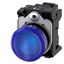 Indicator lights; 22 mm; round; Metal; shiny; blue; lens; smooth; with holder; LED module with integrated LED 230 V AC; .... 3SU1156-6AA50-3AA0-Z Y15 thumbnail 1